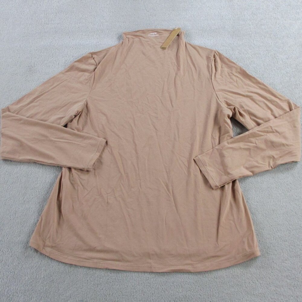 SKIMS Fits Everybody Turtleneck Top Womens 2X Sienna Tan Long Sleeve Stretch NWT - Picture 2 of 9